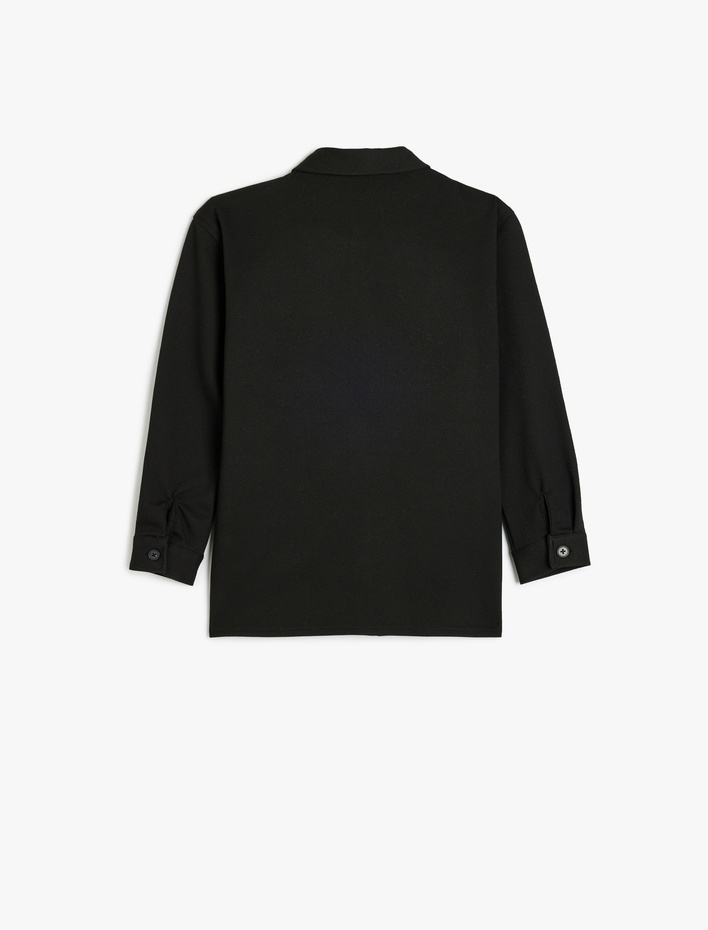 Erkek Çocuk Düğmeli Cep Detaylı Uzun Kollu Gömlek  Ceket