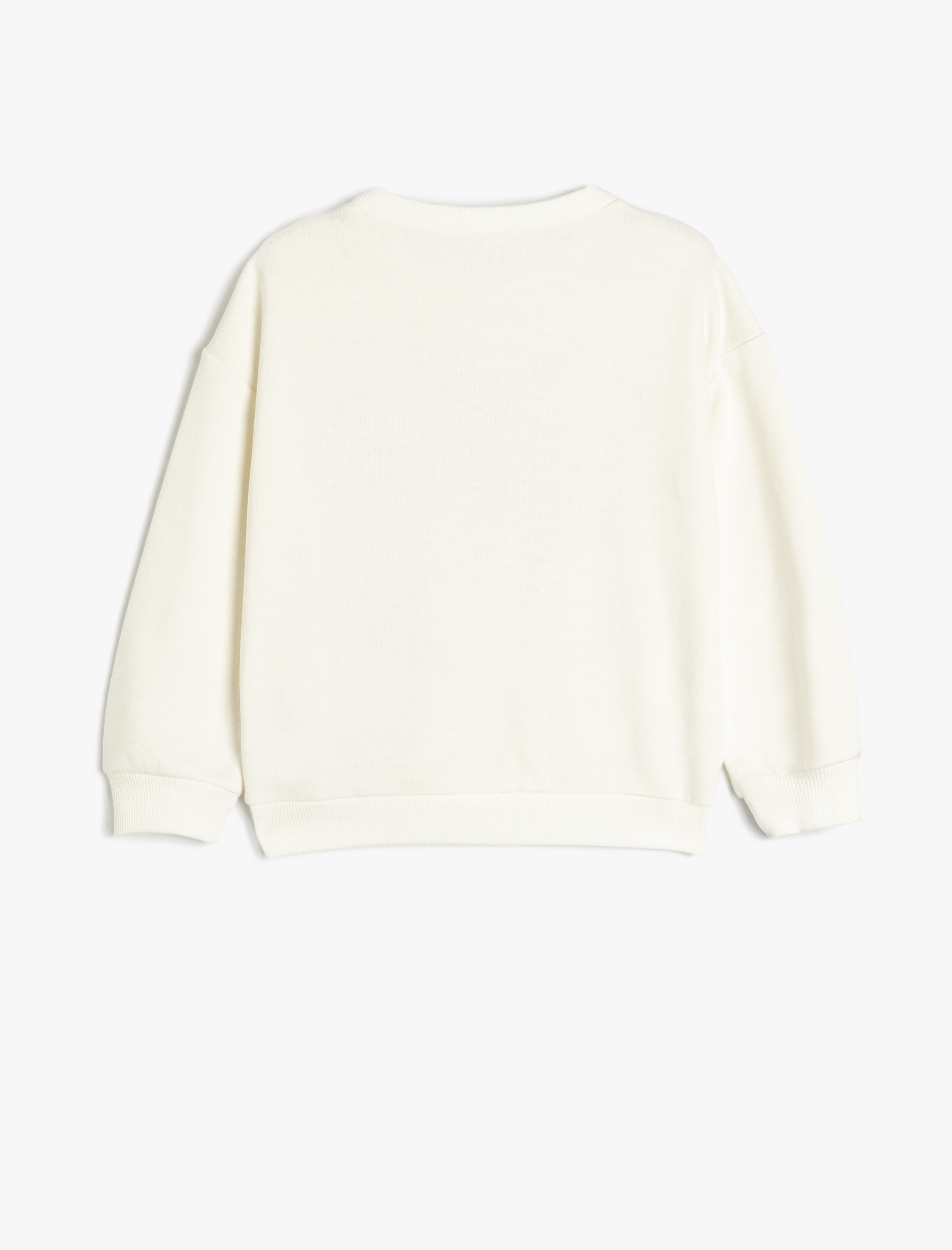  Kız Çocuk Fiyonk Baskılı Uzun Kollu Bisiklet Yaka Oversize Sweatshirt