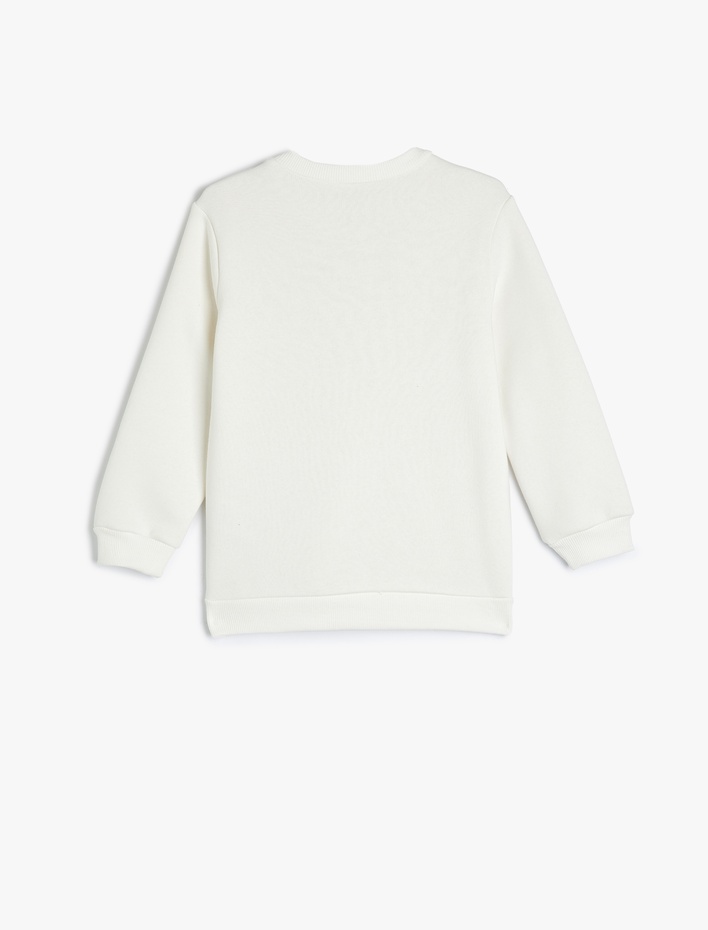 Erkek Çocuk Uzun Kollu Bisiklet Yaka Baskılı Şardonlu Pamuklu Sweatshirt