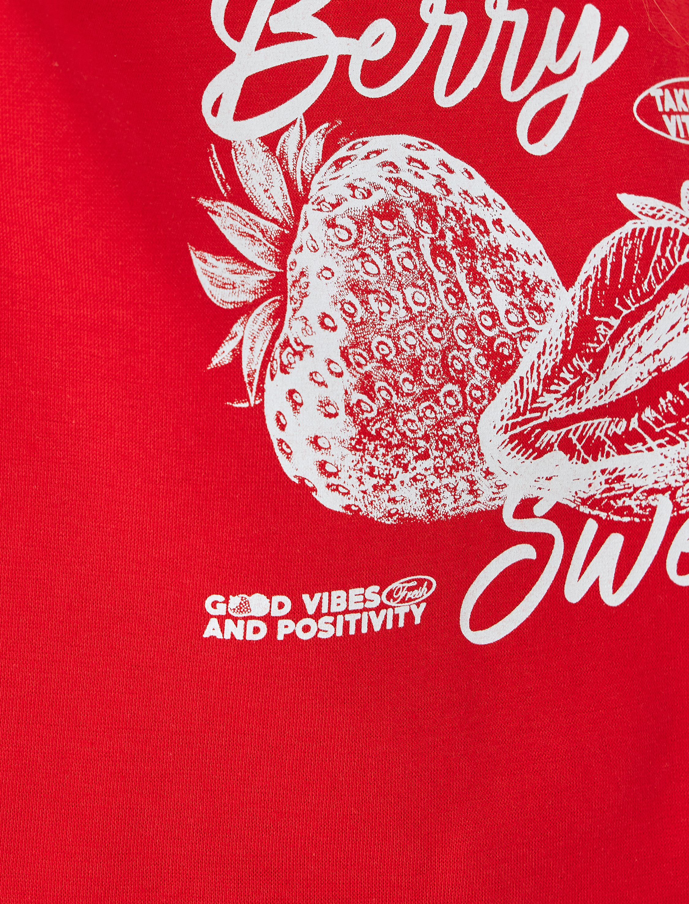   Çilek Baskılı Crop Kolsuz Bisiklet Yaka Atlet