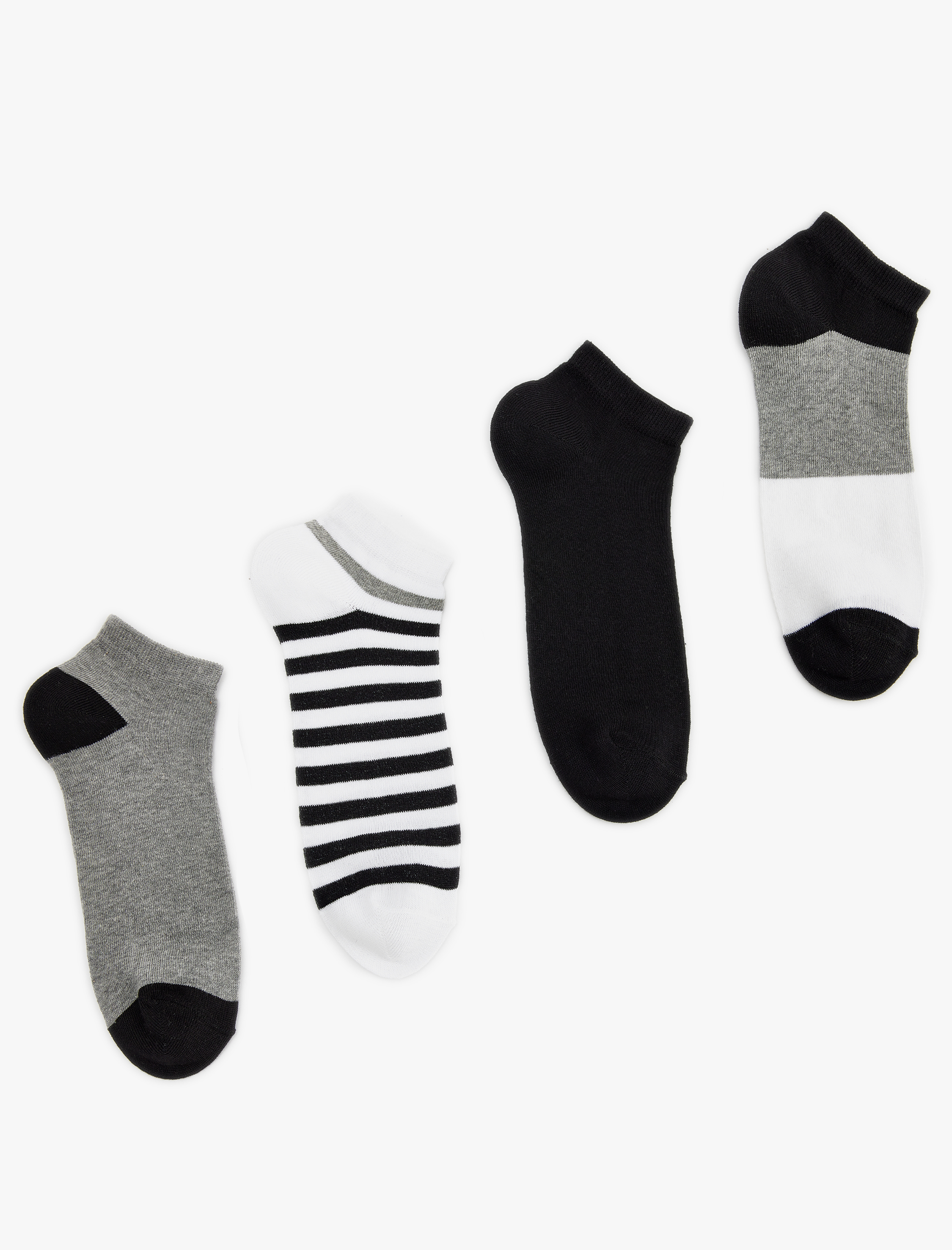  Erkek Pamuk Karışımlı 4'lü Patik Çorap Seti