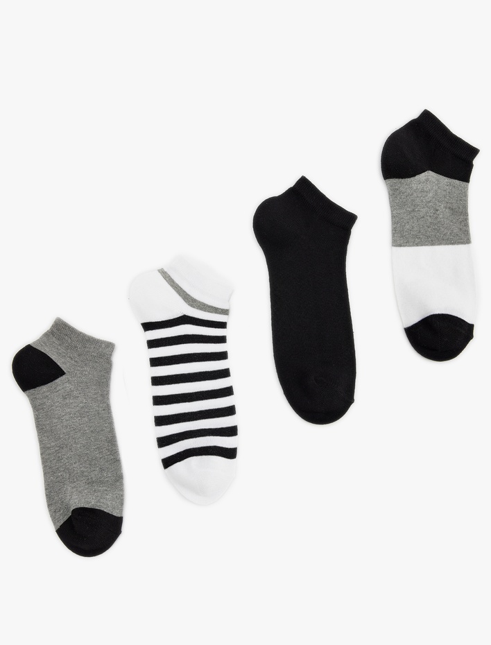 Erkek Pamuk Karışımlı 4'lü Patik Çorap Seti