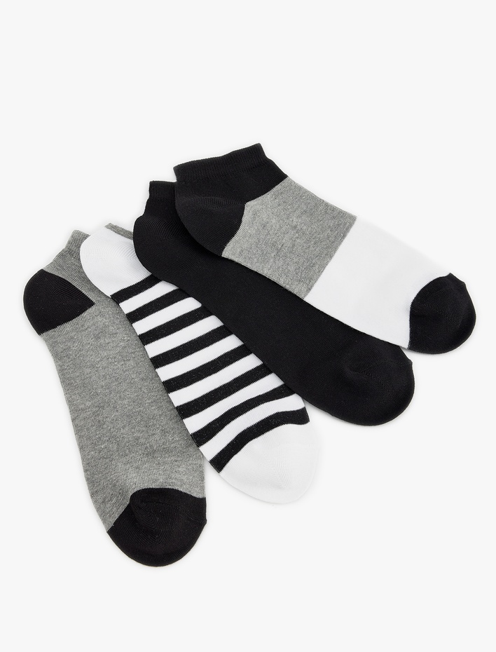Erkek Pamuk Karışımlı 4'lü Patik Çorap Seti