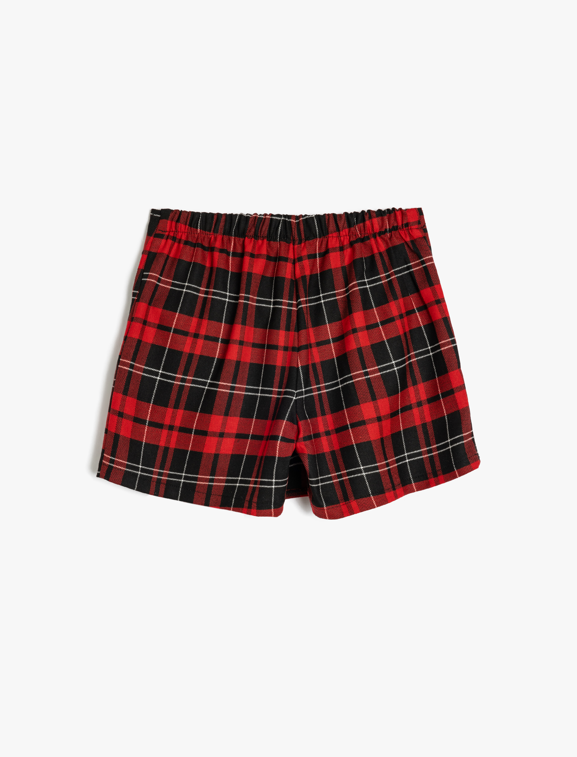  Kız Çocuk Ekoseli Toka Detaylı Kruvaze Şort Etek