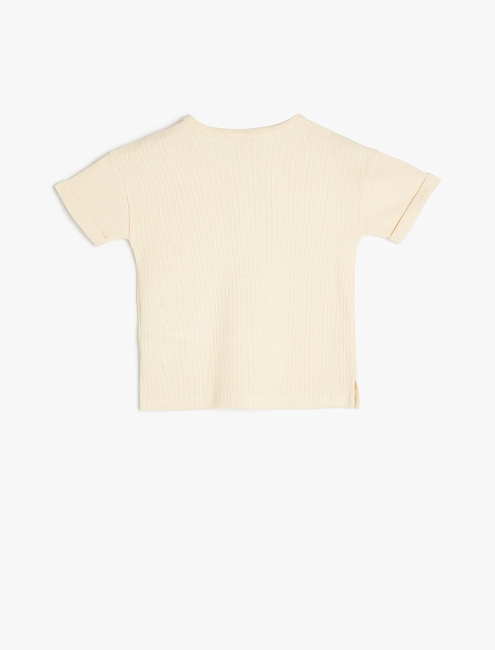 Erkek Bebek Düğme Detaylı Kısa Kollu Pamuklu Bisiklet Yaka Basic Tişört
