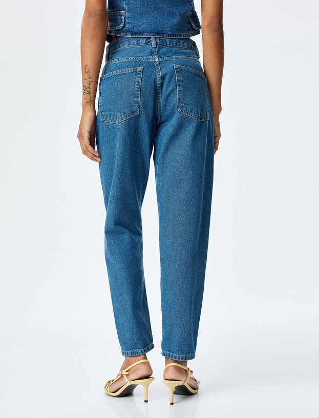 Yüksek Bel Regular Fit Düz Paça Kot Pantolon_3