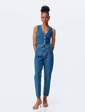 Yüksek Bel Regular Fit Düz Paça Kot Pantolon