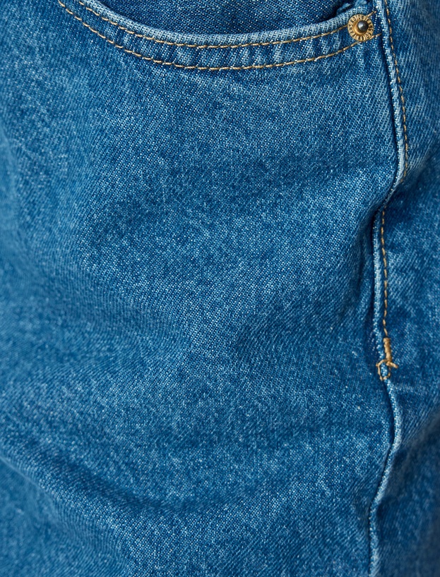 Yüksek Bel Regular Fit Düz Paça Kot Pantolon_5