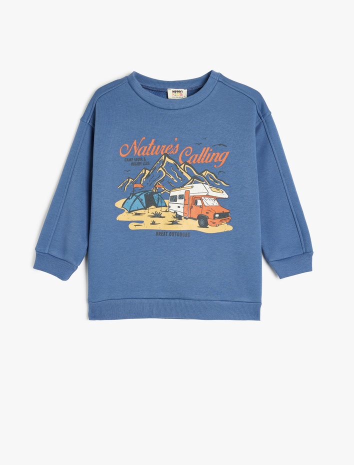 Erkek Çocuk Baskılı Uzun Kollu Şardonlu Sweatshirt