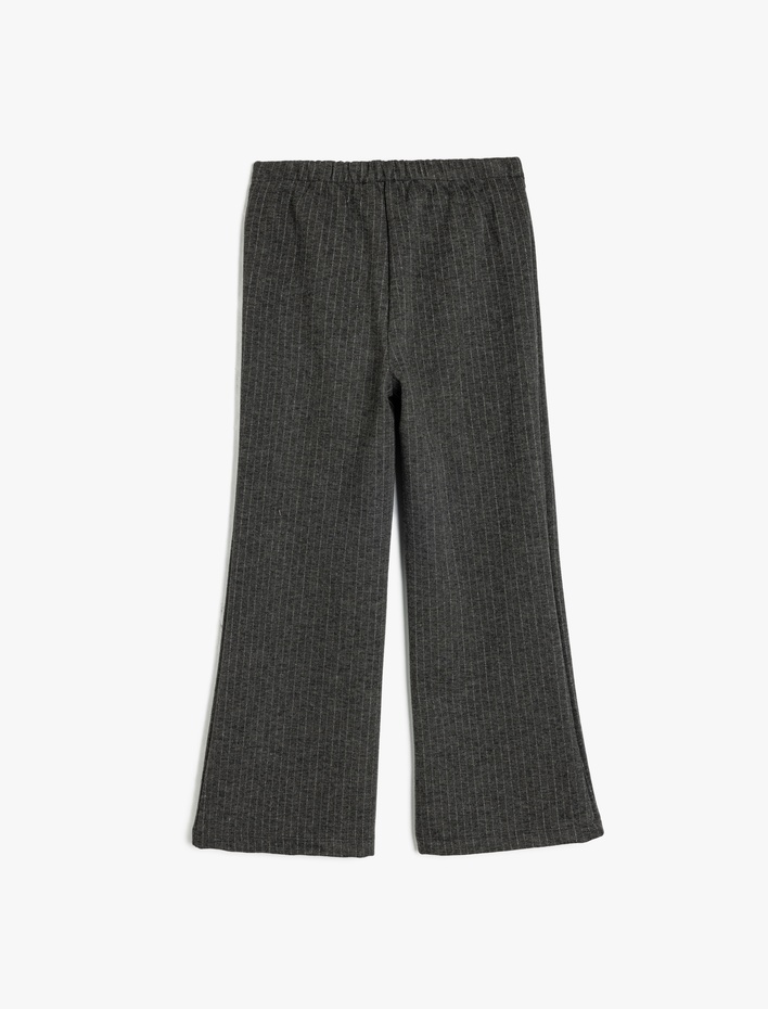 Kız Çocuk Kapaklı Cepli Çizgili Pantolon