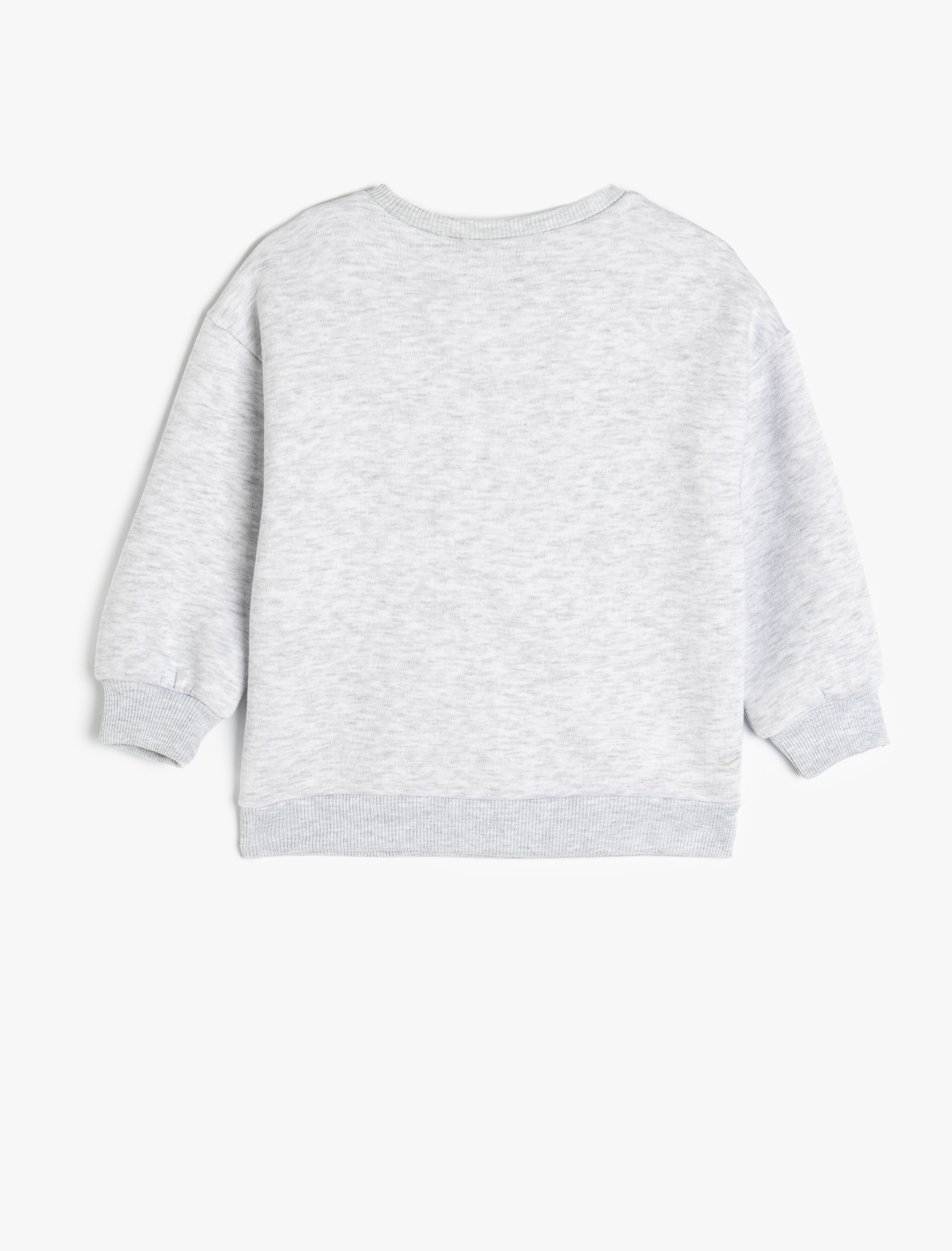  Kız Çocuk Slogan Baskılı Bisiklet Yaka Uzun Kollu Şardonlu Sweatshirt