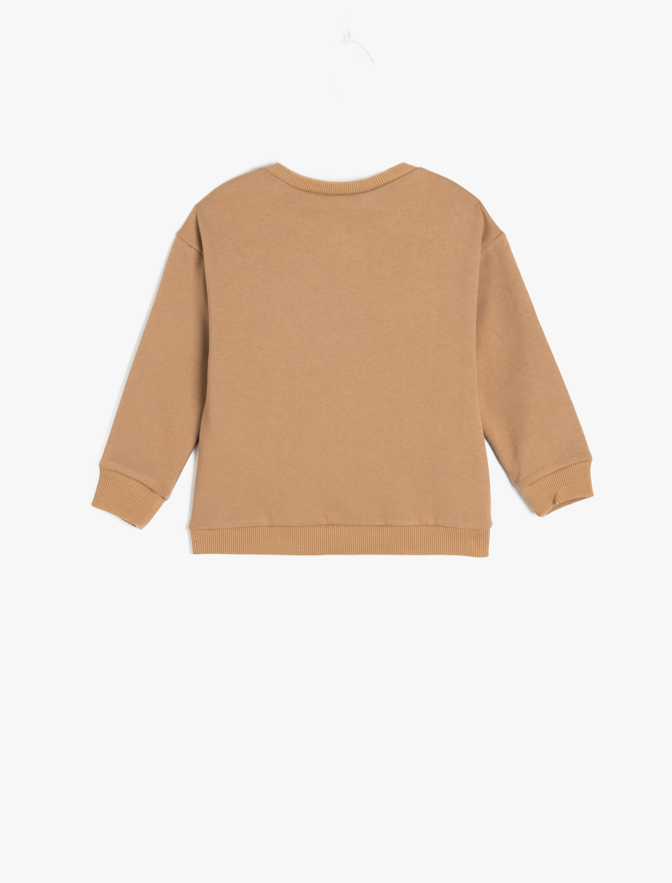  Erkek Bebek Pamuklu Uzun Kollu Bisiklet Yaka Kabartma Baskılı Şardonlu Sweatshirt