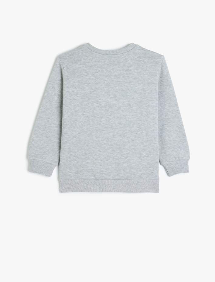 Erkek Çocuk Pamuklu Şardonlu Bisiklet Yaka Uzun Kollu Basic Sweatshirt
