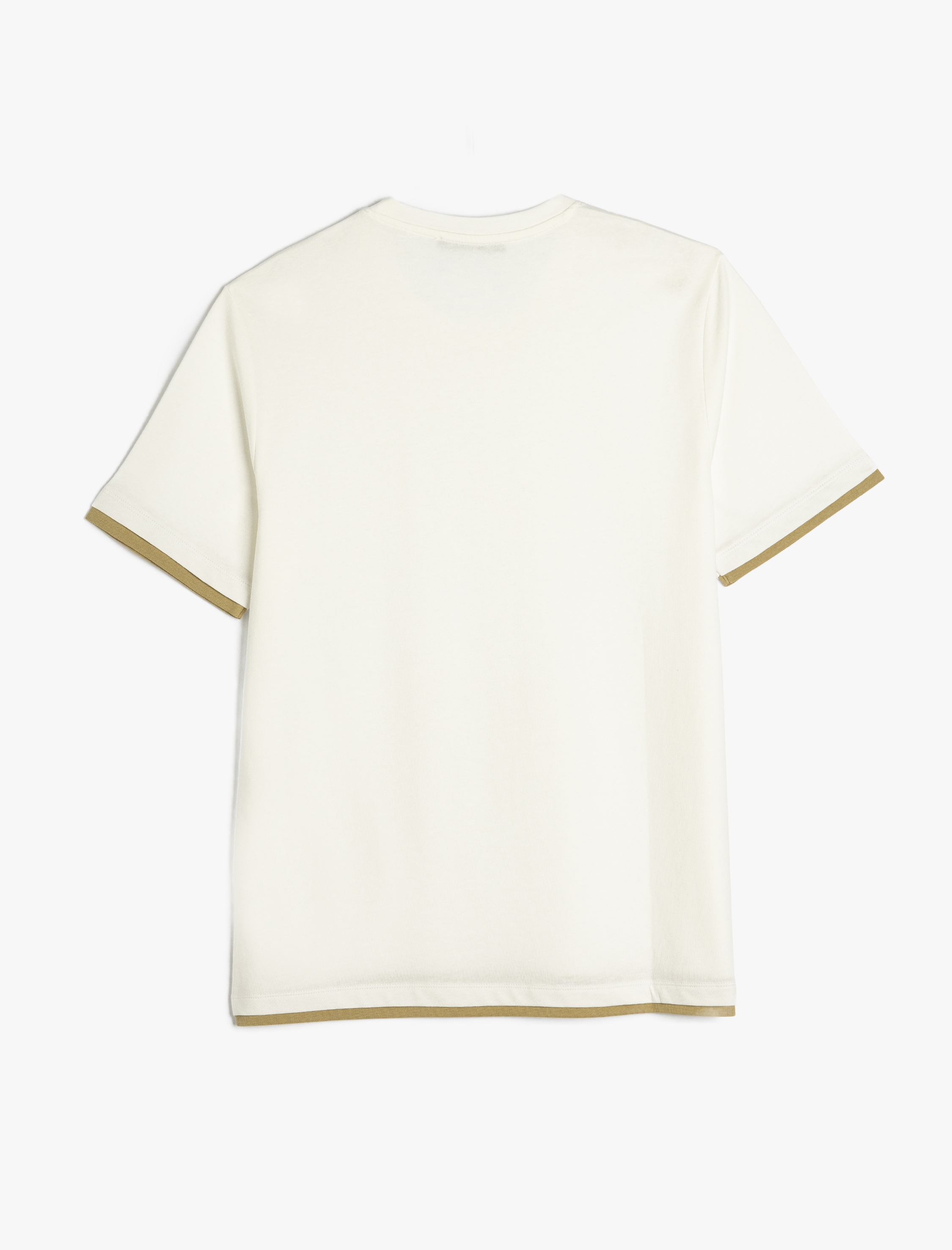   Bisiklet Yaka Renk Kontrastlı Regular Fit Pamuklu Tok Kumaş Kısa Kollu Tişört