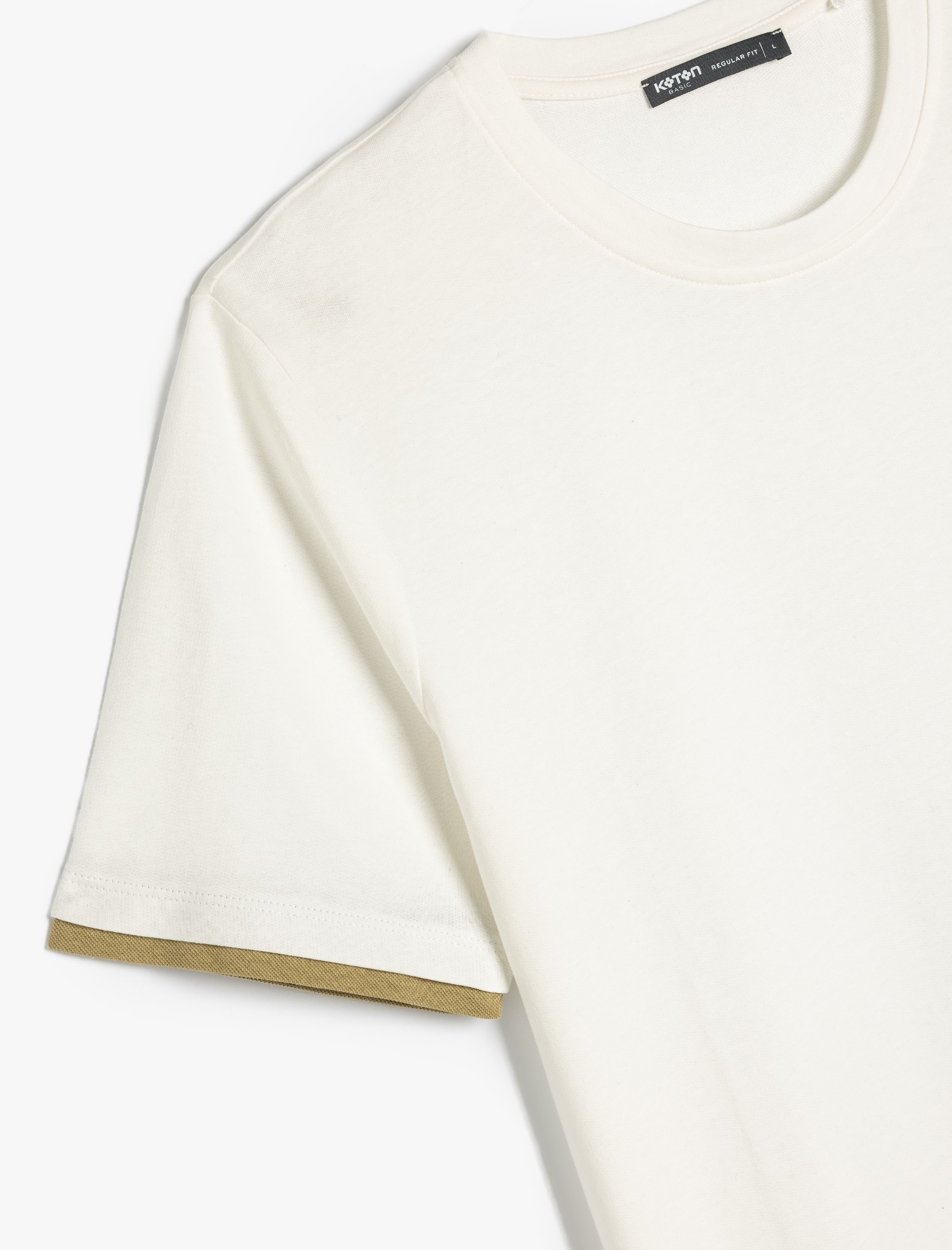   Bisiklet Yaka Renk Kontrastlı Regular Fit Pamuklu Tok Kumaş Kısa Kollu Tişört