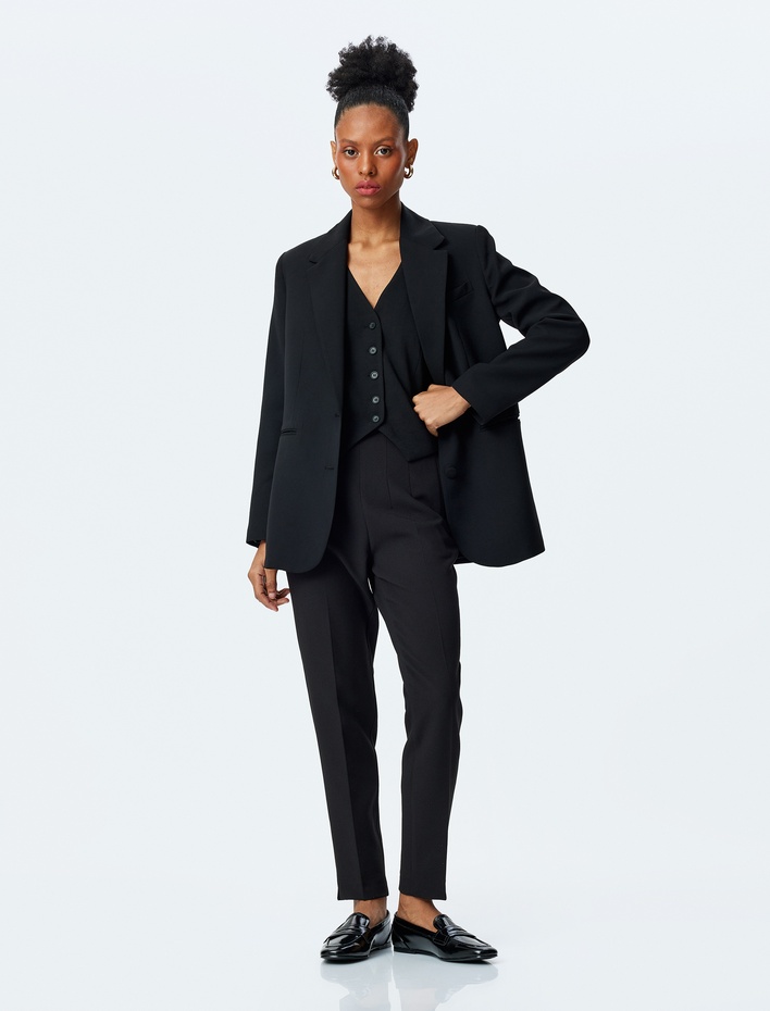  Yüksek Bel Slim Fit Cigarette Pantolon