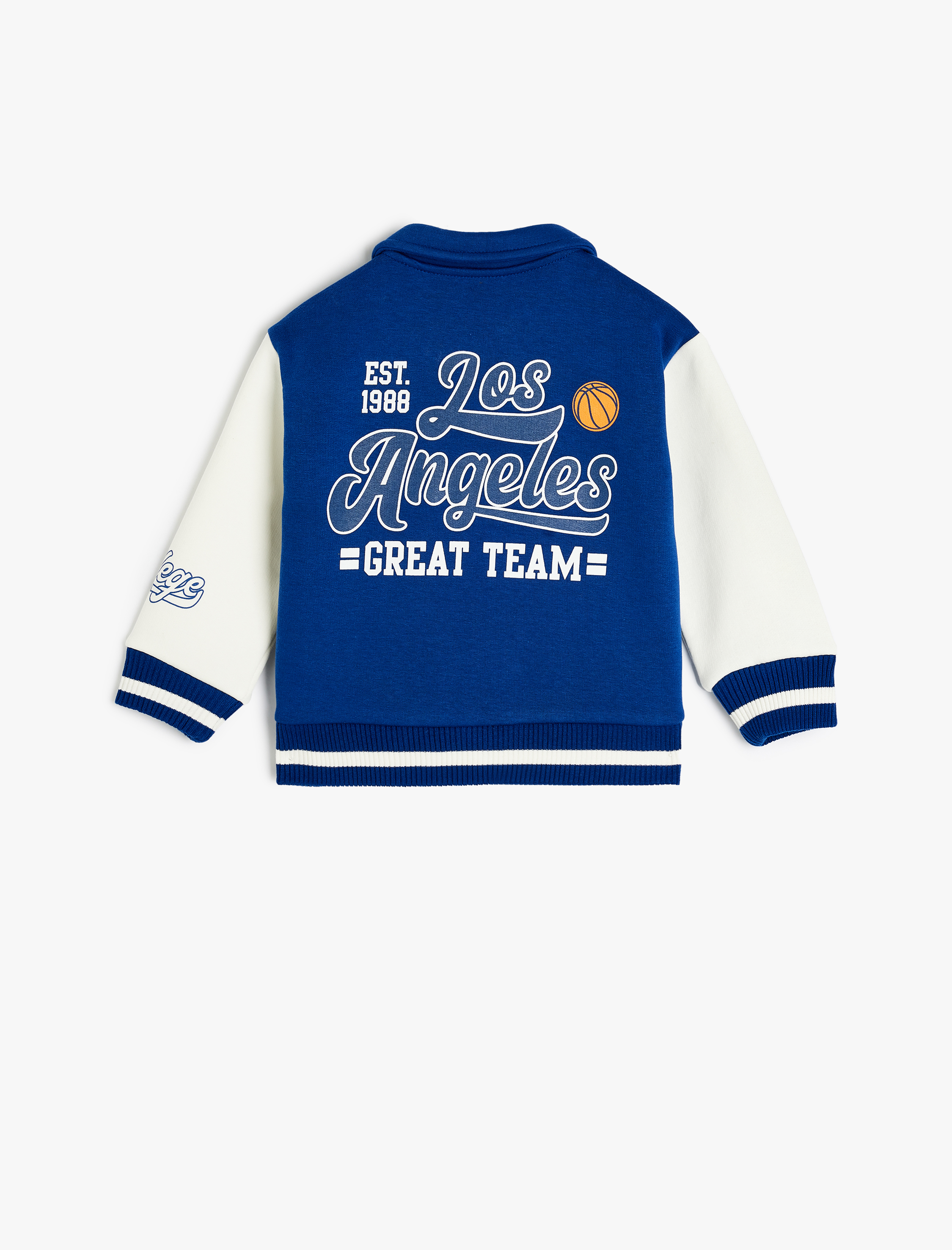  Erkek Bebek Uzun Kollu Renk Bloklu Aplike Detaylı Polo Yaka Şardonlu Kolej Ceket