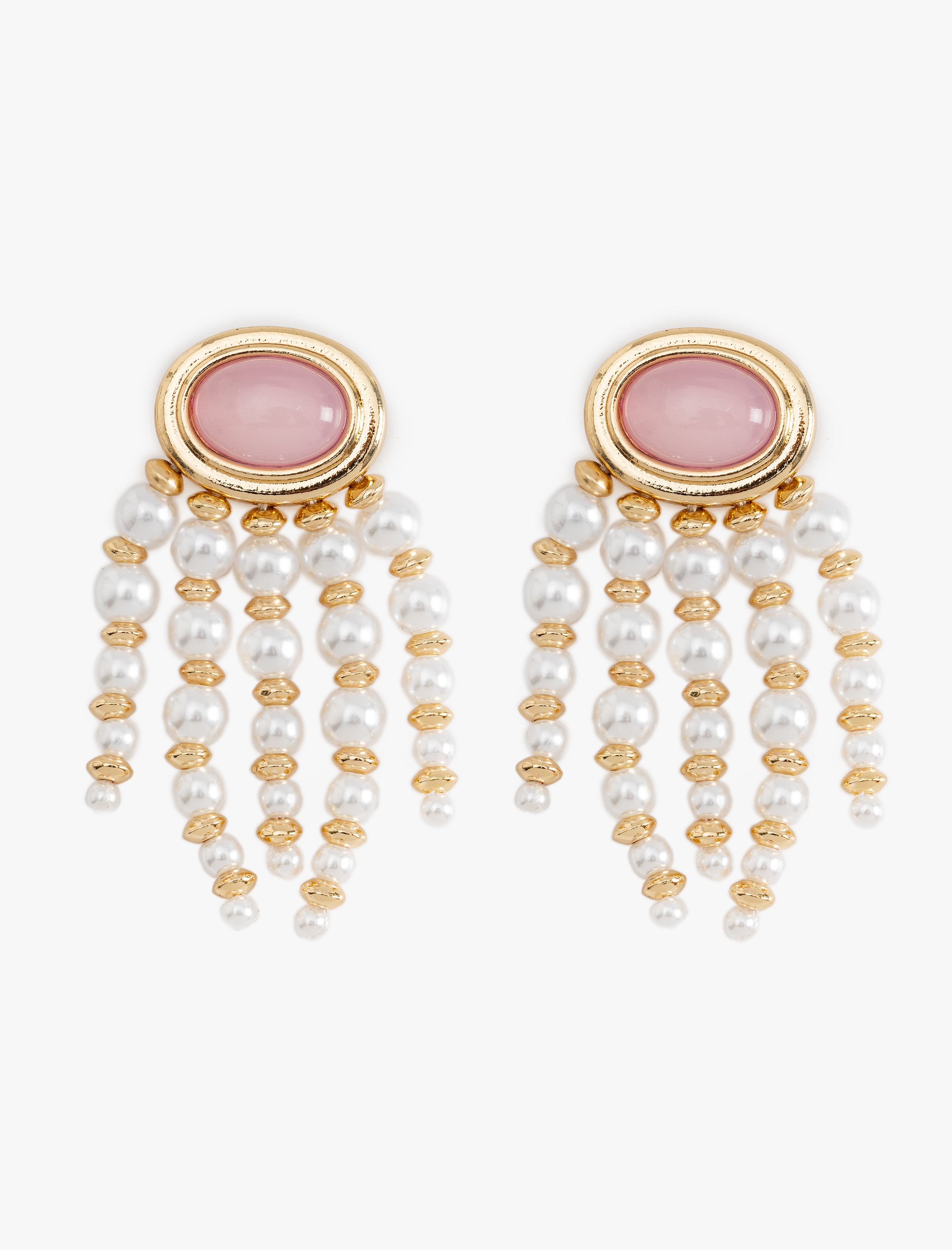  Kadın İnci Detaylı Sallantılı Taşlı Oval Küpe - Koton X Melis Ağazat