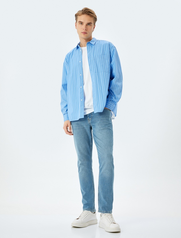 Normal Bel Pamuklu Slim Fit Jean Pantolon - Brad Jean_0
