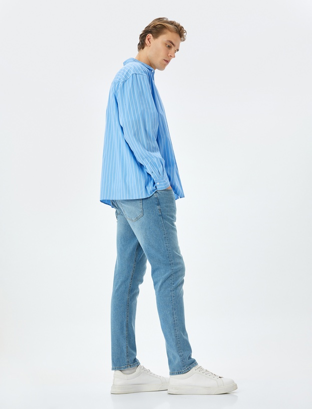 Normal Bel Pamuklu Slim Fit Jean Pantolon - Brad Jean_1