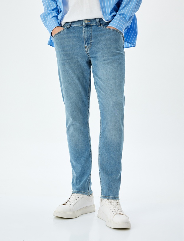 Normal Bel Pamuklu Slim Fit Jean Pantolon - Brad Jean_2