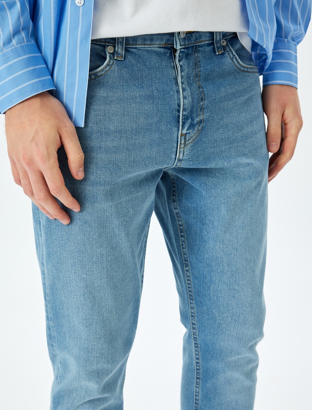Normal Bel Pamuklu Slim Fit Jean Pantolon - Brad Jean_4
