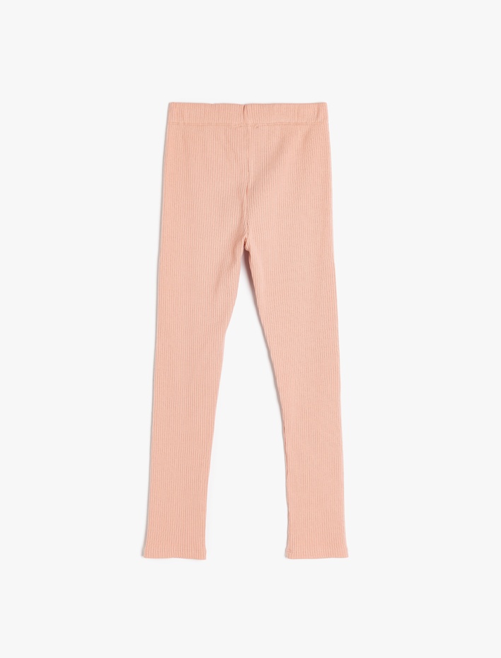 Kız Çocuk Beli Lastikli Etiket Detaylı Pamuklu Basic Tayt