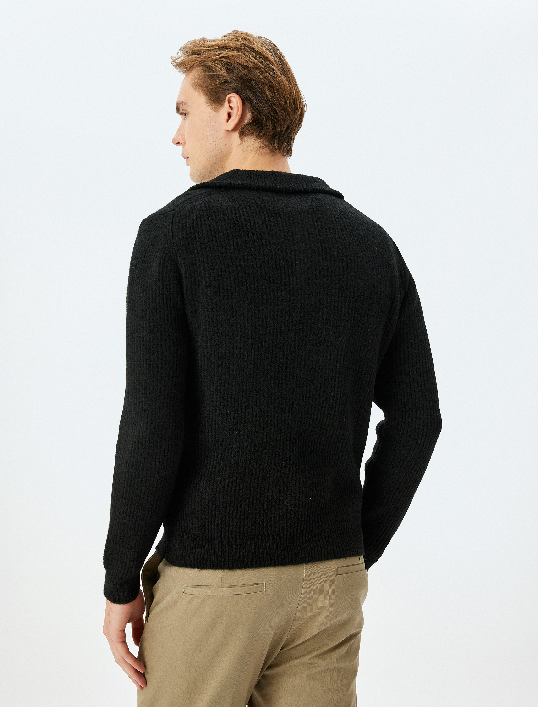   Uzun Kollu Basic Yarım Fermuarlı Kışlık Triko Kazak