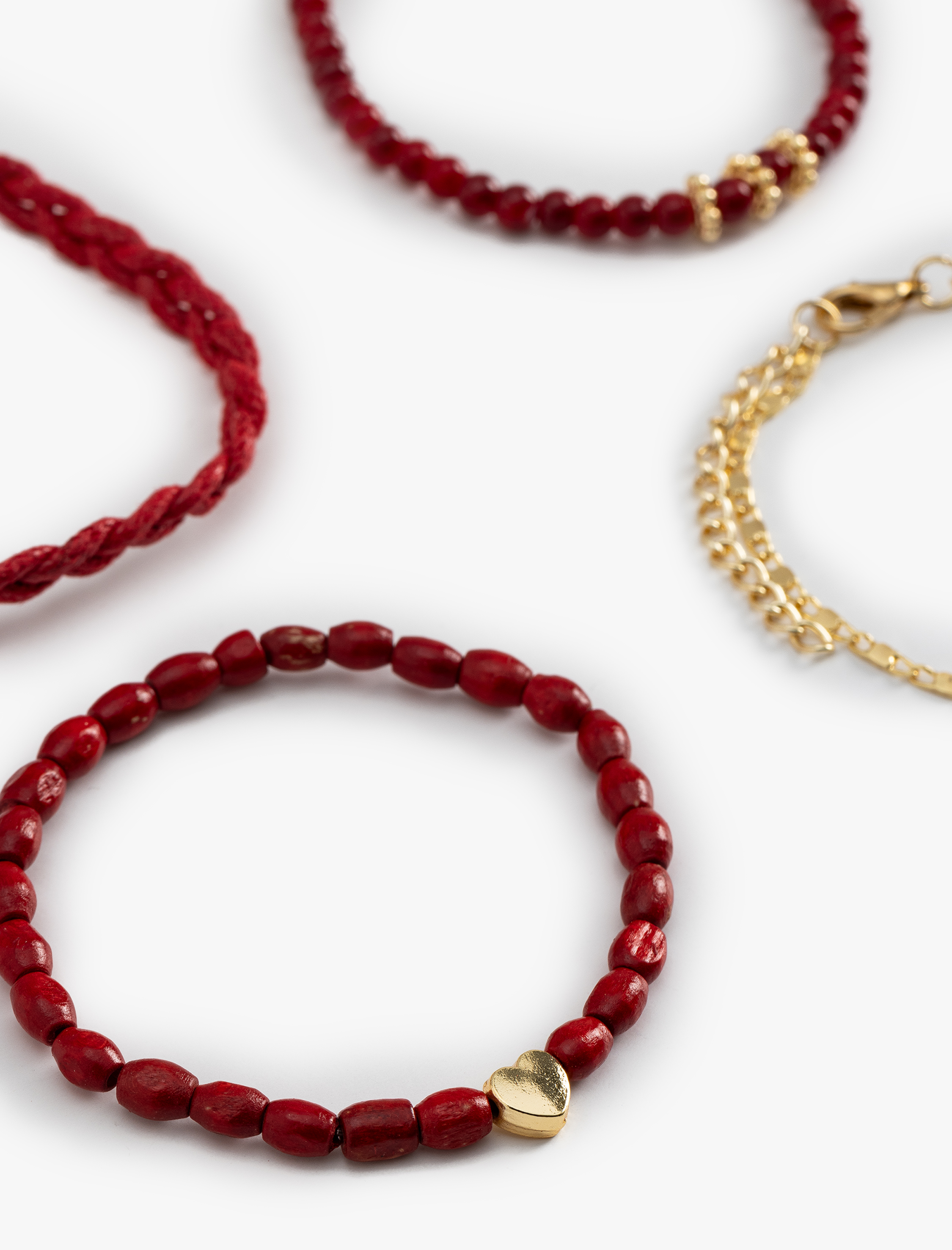  Kadın Boncuklu Kalpli 4'lü Bileklik Seti