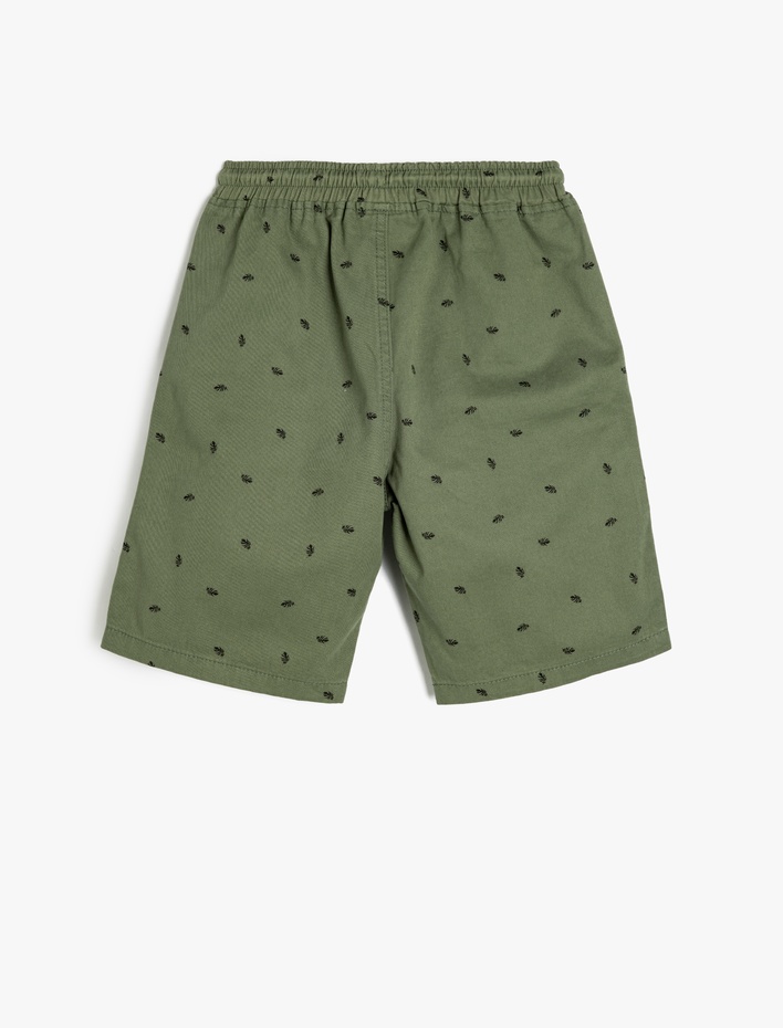 Erkek Çocuk Beli Bağcıklı Pamuklu Desenli Bermuda Şort
