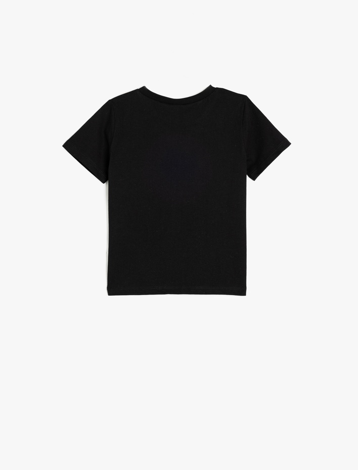 Erkek Bebek Slogan Baskılı Kısa Kollu Bisiklet Yaka Pamuklu Tişört