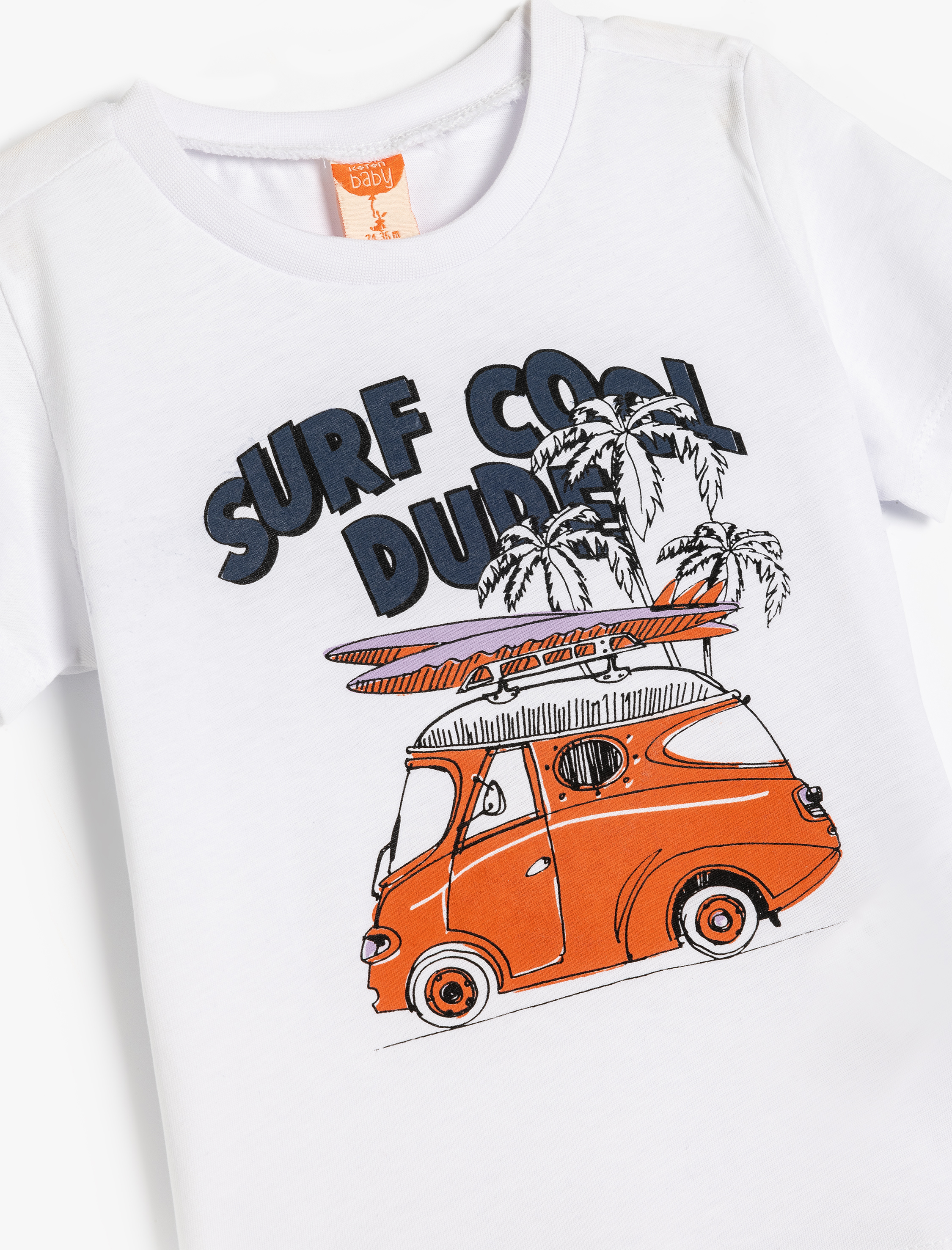  Erkek Bebek Baskı Detaylı Bisiklet Yaka Kısa Kollu Pamuklu Tişört