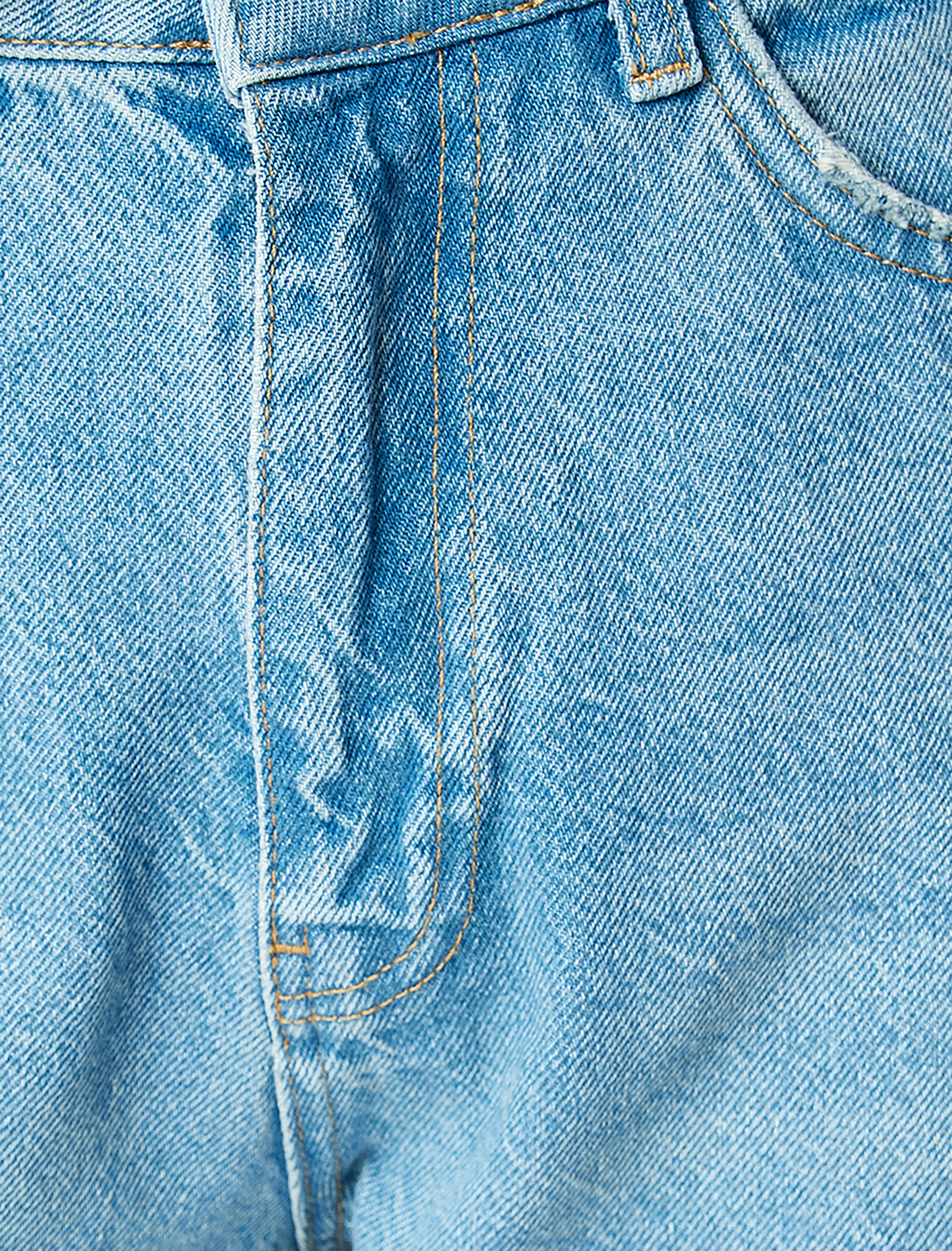   Yüksek Bel Rahat Kalıp Düğmeli Pamuklu Kot Pantolon -  Mom Jean