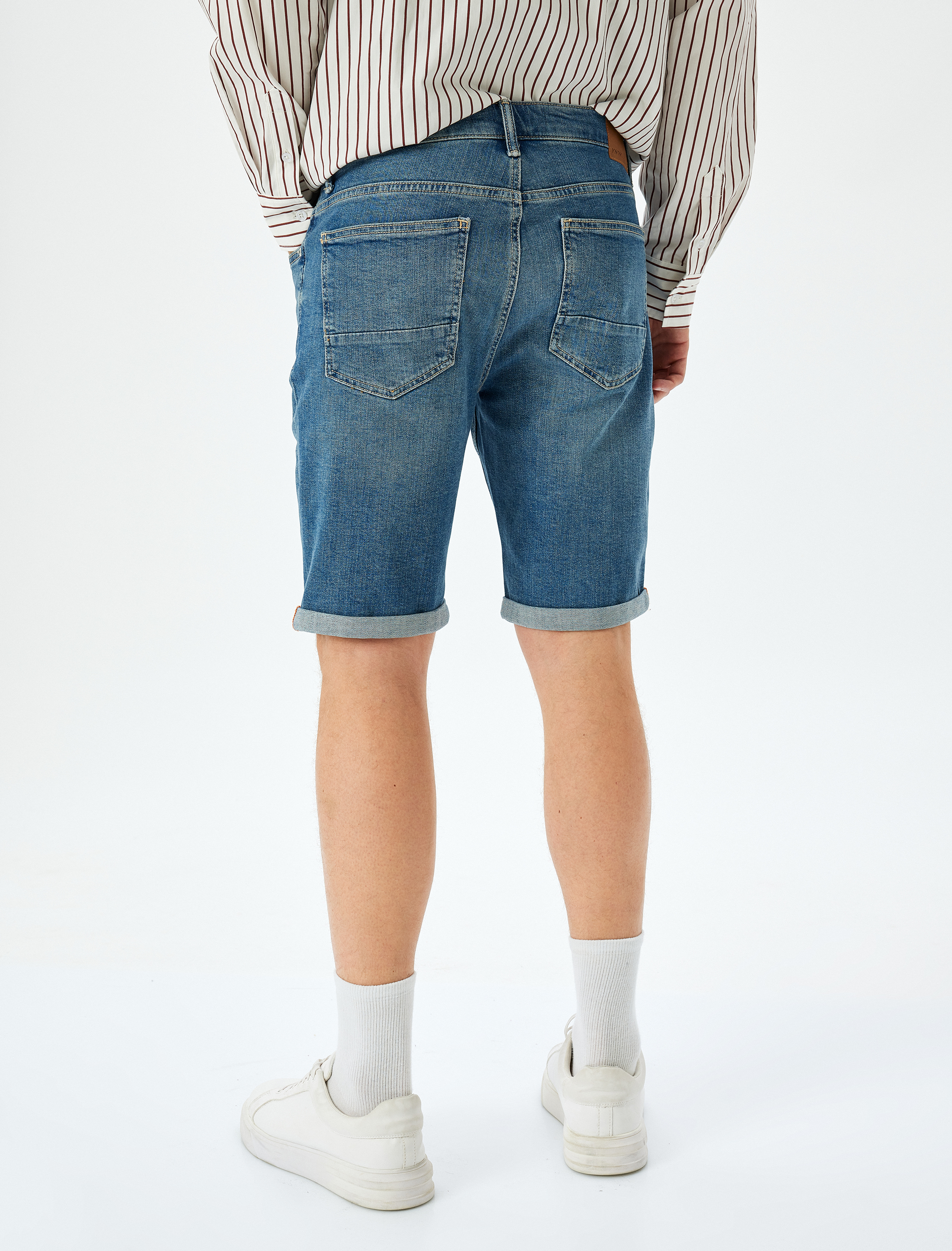   Katlamalı Paça Bermuda Slim Fit Jean Şort