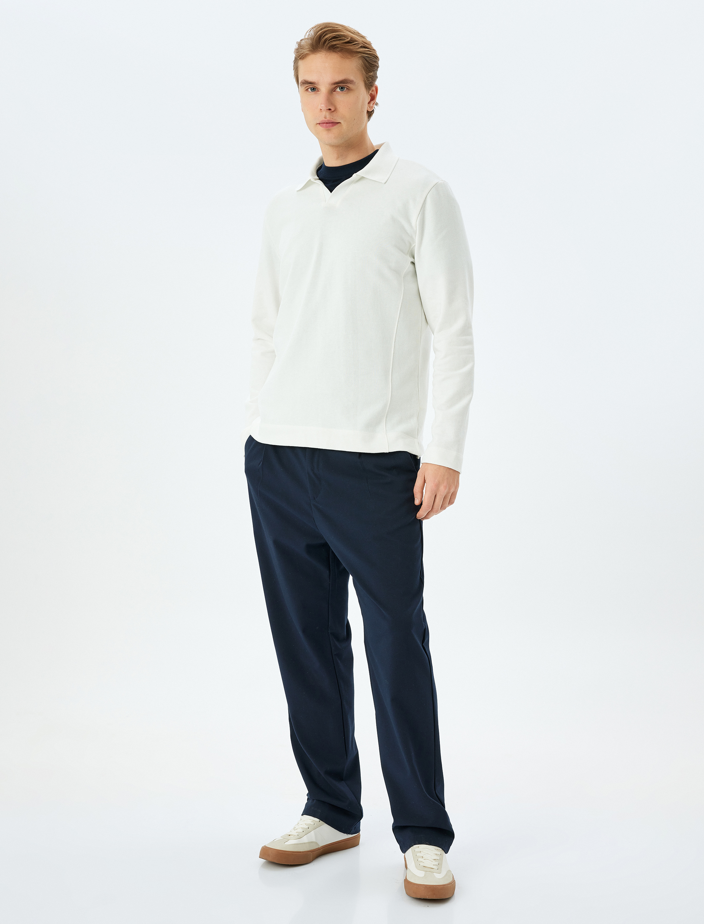   Uzun Kollu Basic Polo Yaka Sweatshirt