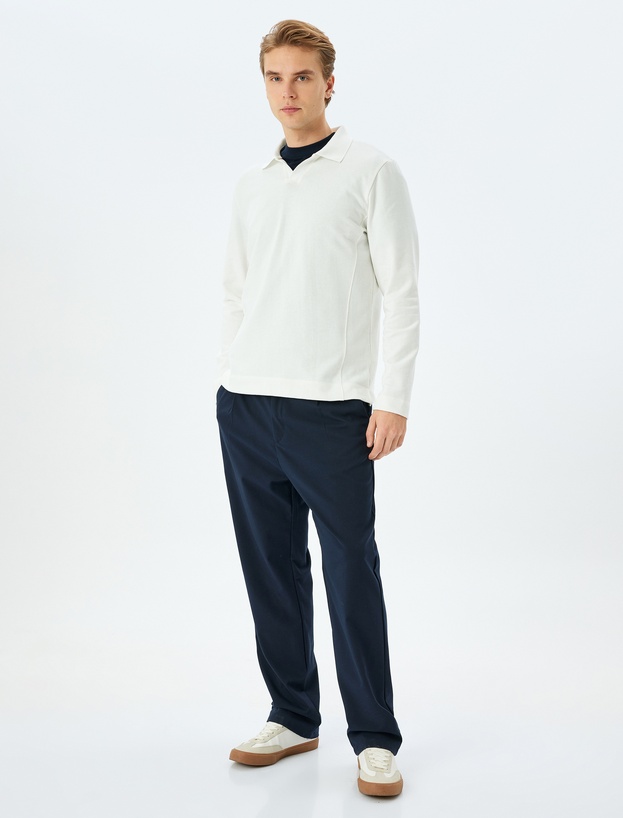 Uzun Kollu Basic Polo Yaka Sweatshirt_1