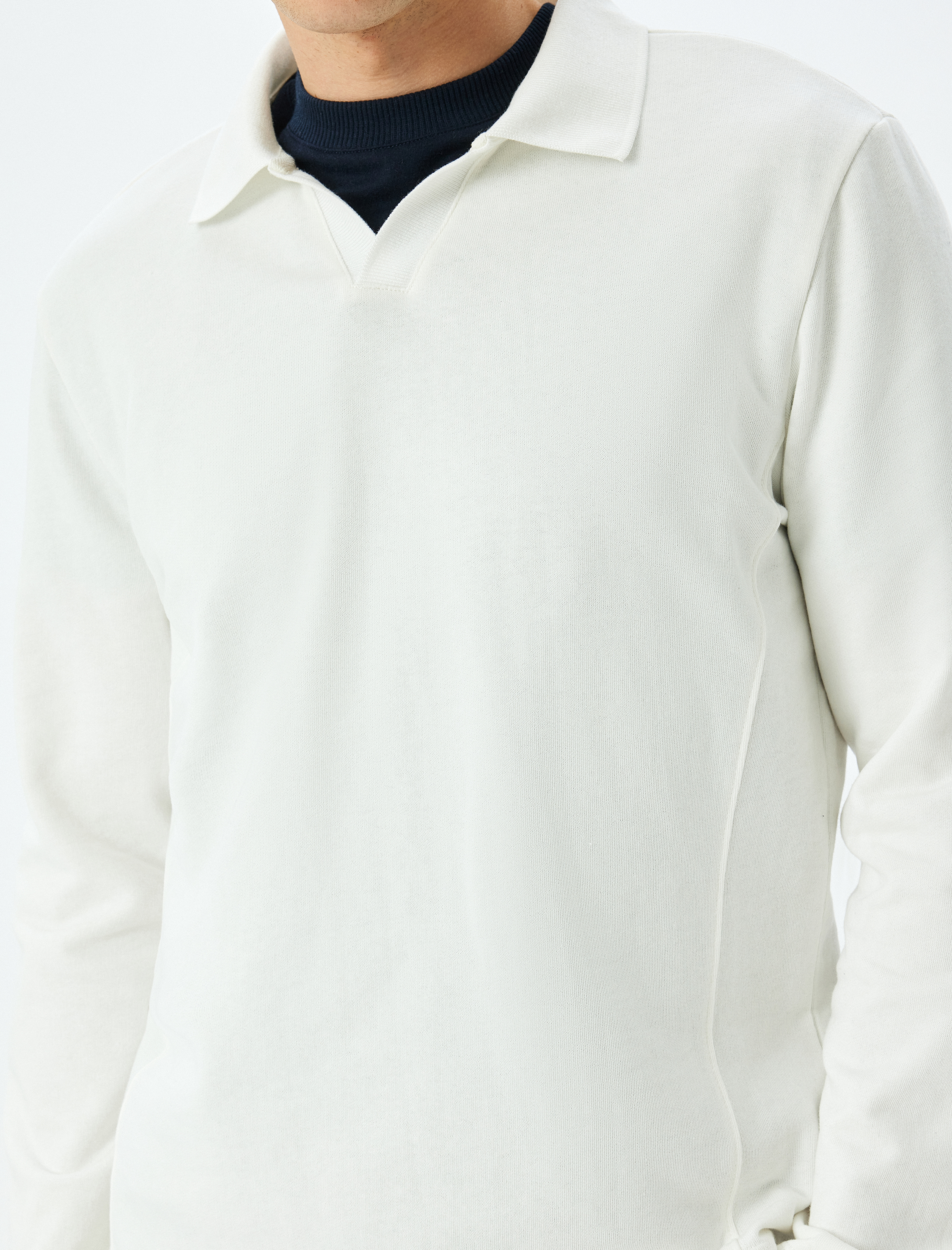   Uzun Kollu Basic Polo Yaka Sweatshirt