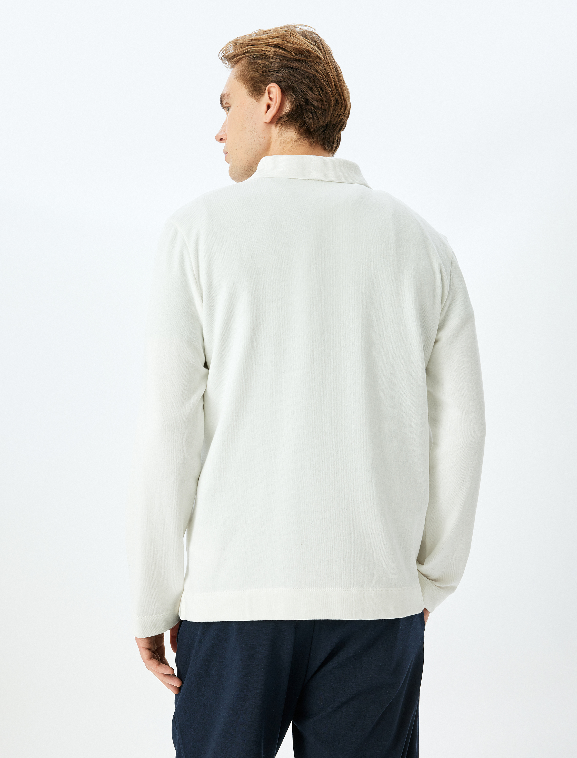   Uzun Kollu Basic Polo Yaka Sweatshirt