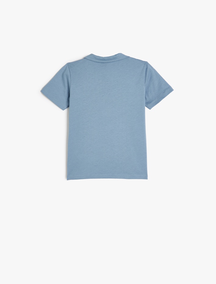 Erkek Bebek Polo Yaka Tişört Kısa Kollu Hayvanlar Baskılı Pamuklu