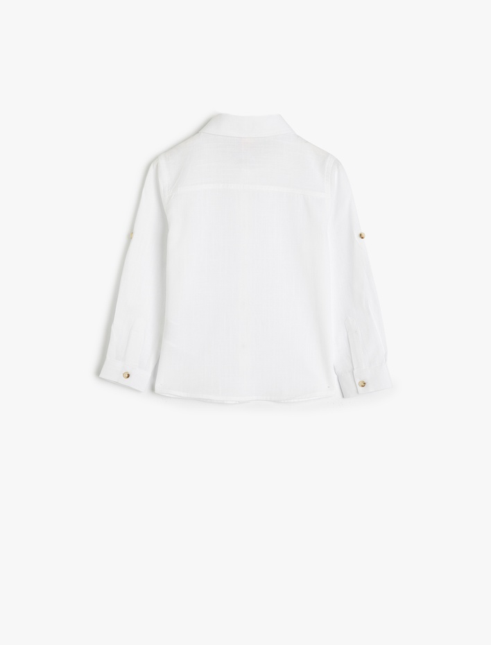 Erkek Bebek Basic Gömlek Uzun Kollu Düğmeli Pamuklu