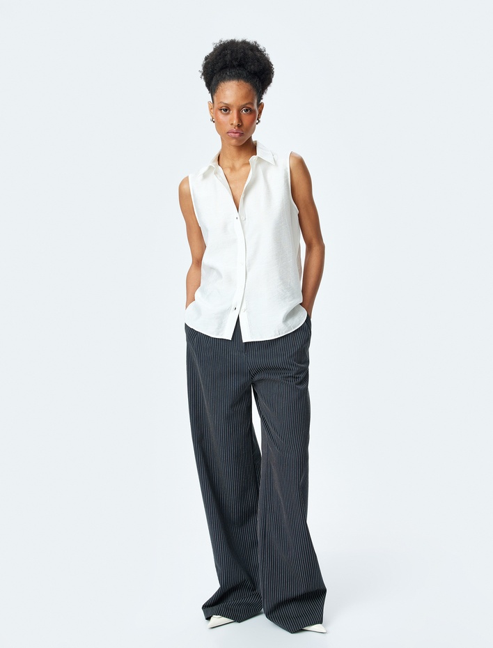  Klasik Yaka Viskon Kolsuz Gömlek