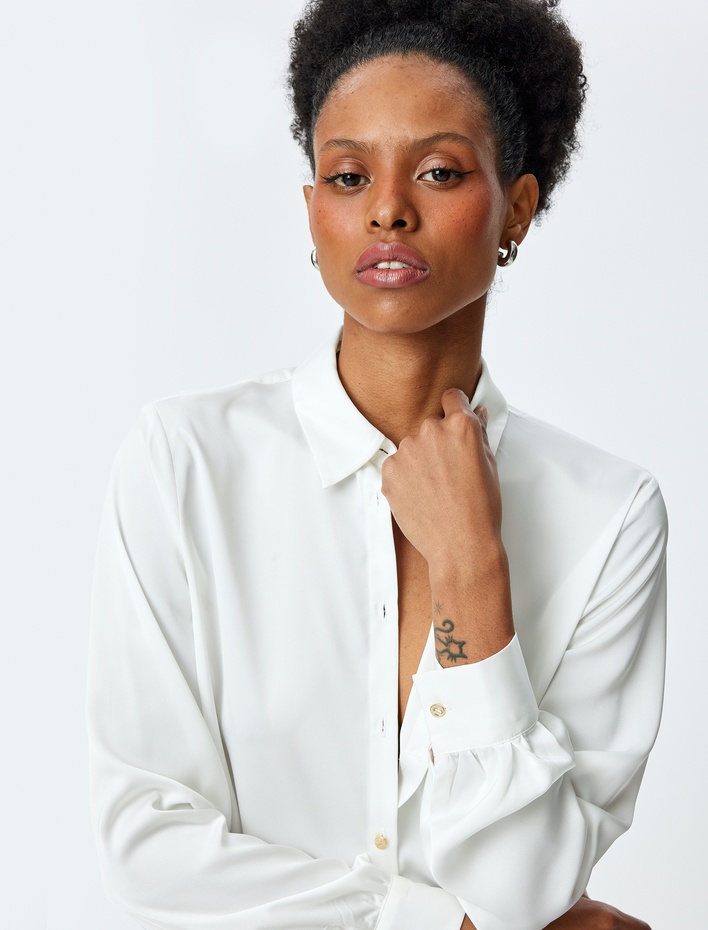  Düğmeli Uzun Kollu Klasik Gömlek