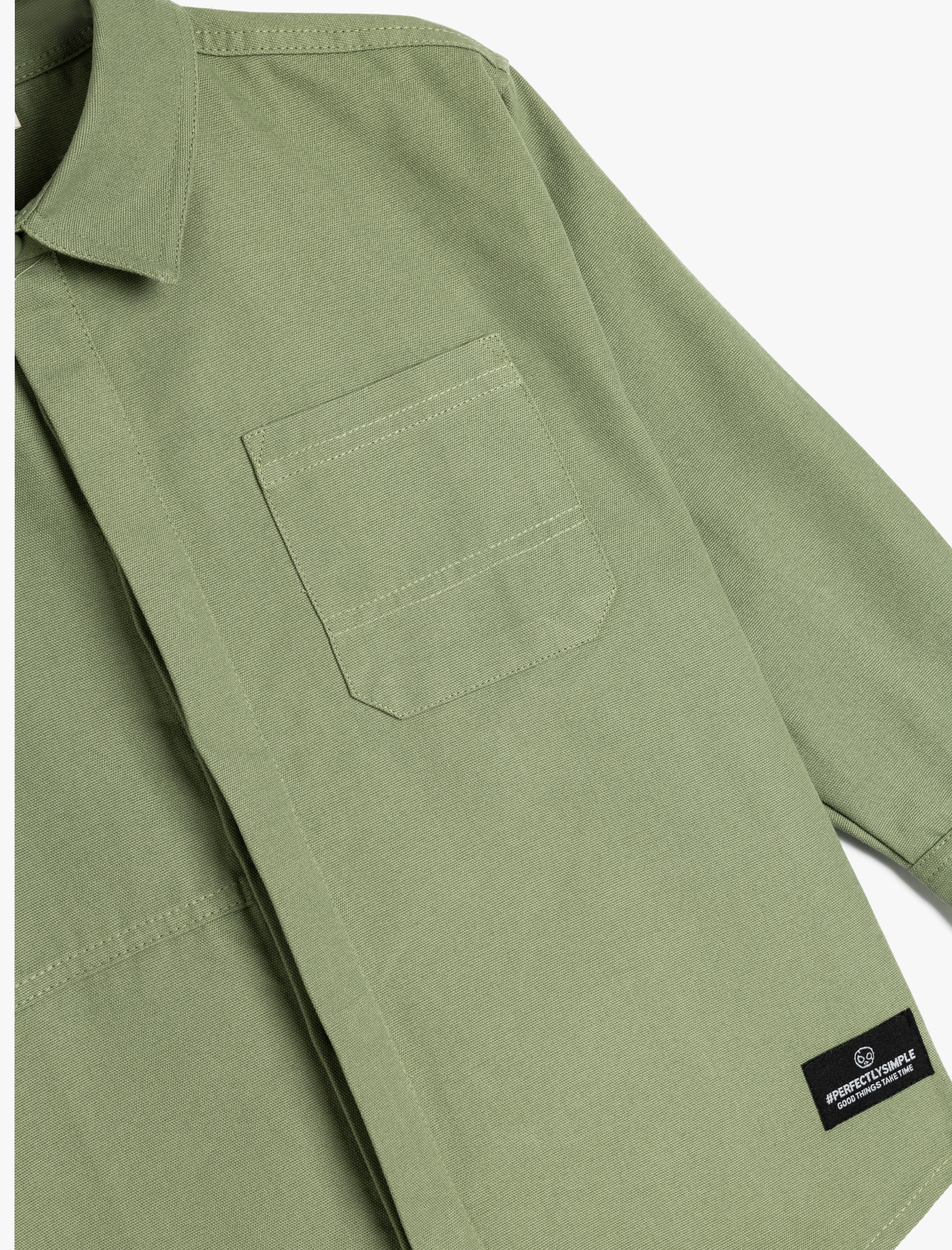  Erkek Çocuk Tek Cepli Uzun Kollu Pamuklu Gömlek Ceket