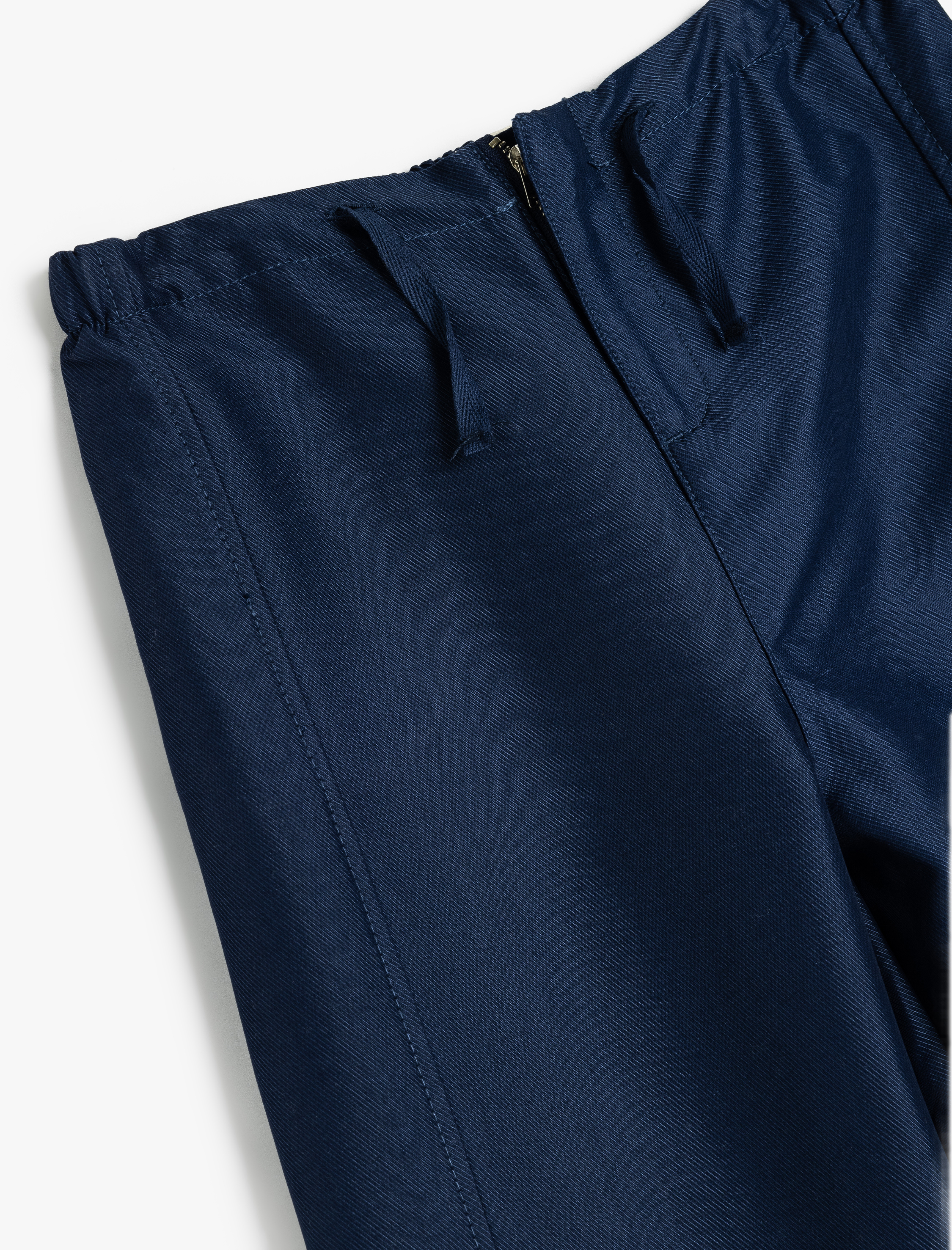  Kız Çocuk Nervürlü Cepli Geniş Paça Pantolon