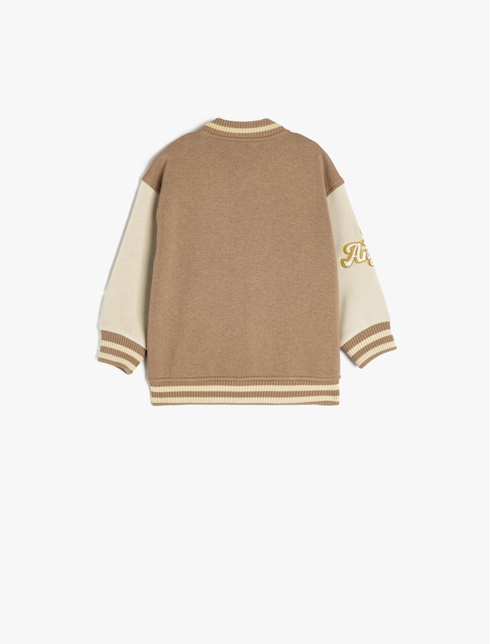 Erkek Bebek Çıtçıt Kapamalı Cepli Aplike Detaylı Şardonlu Kolej Ceket