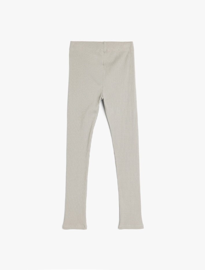 Kız Çocuk Beli Lastikli Etiket Detaylı Pamuklu Basic Tayt