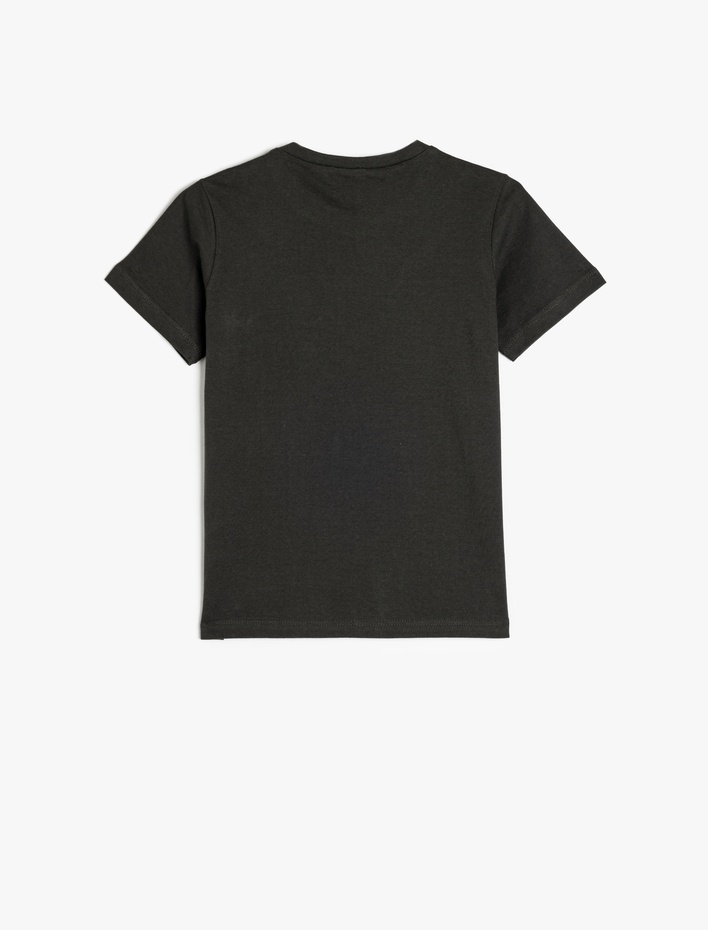 Erkek Çocuk Dinozor Baskılı Bisiklet Yaka Pamuklu Kısa Kollu Tişört