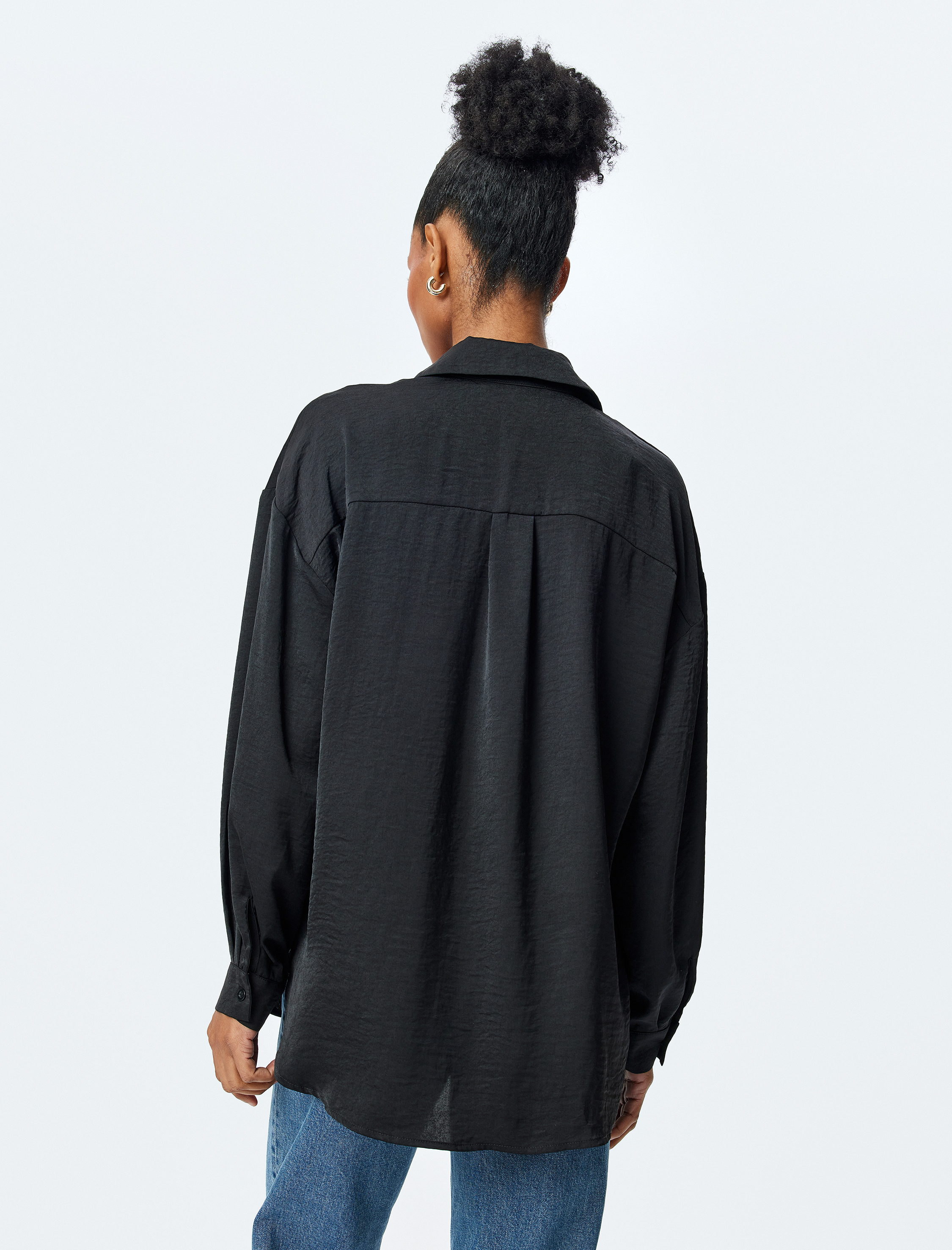   Klasik Yaka Uzun Kollu Oversize Gömlek