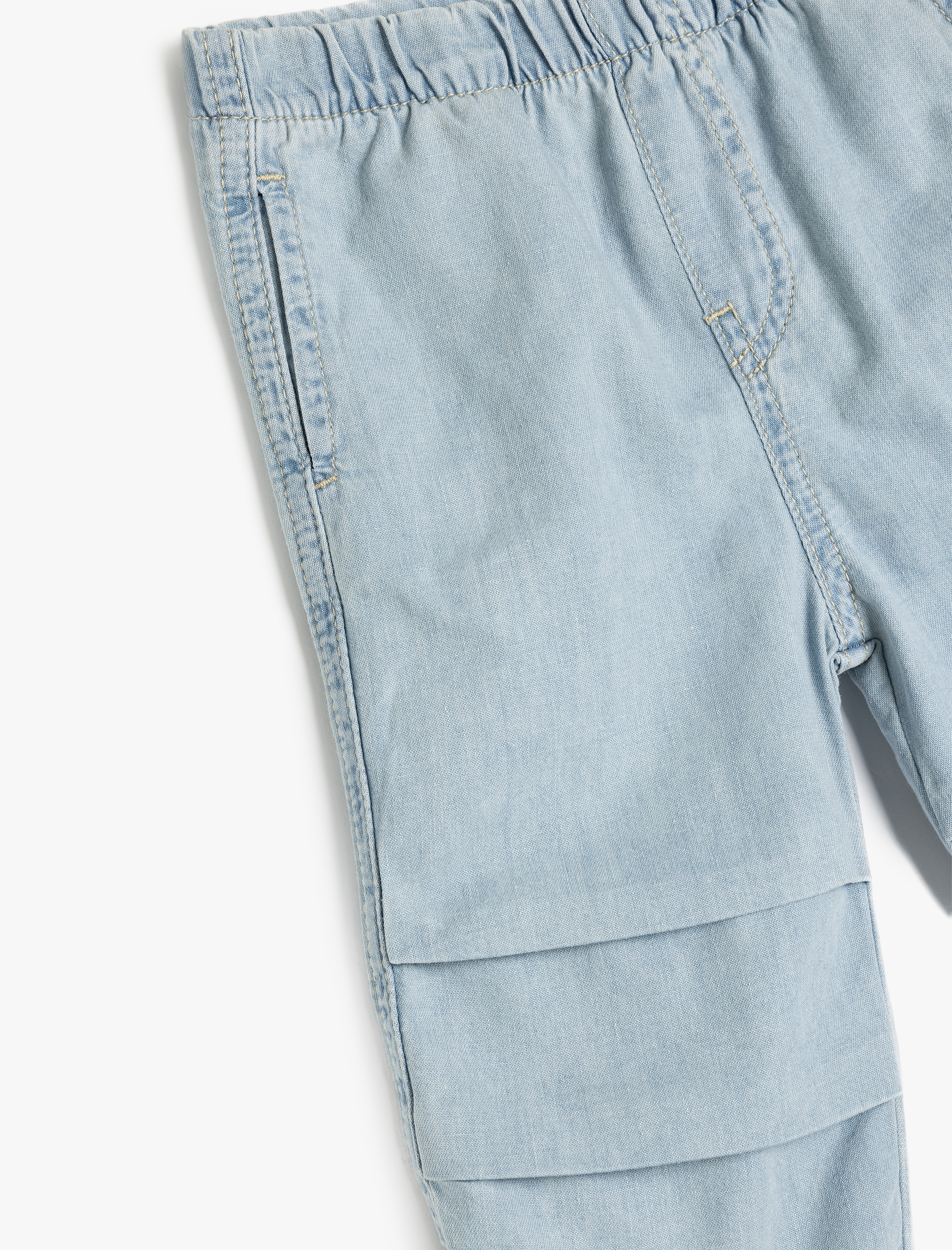  Erkek Bebek Pamuklu Paraşüt Denim Pantolon