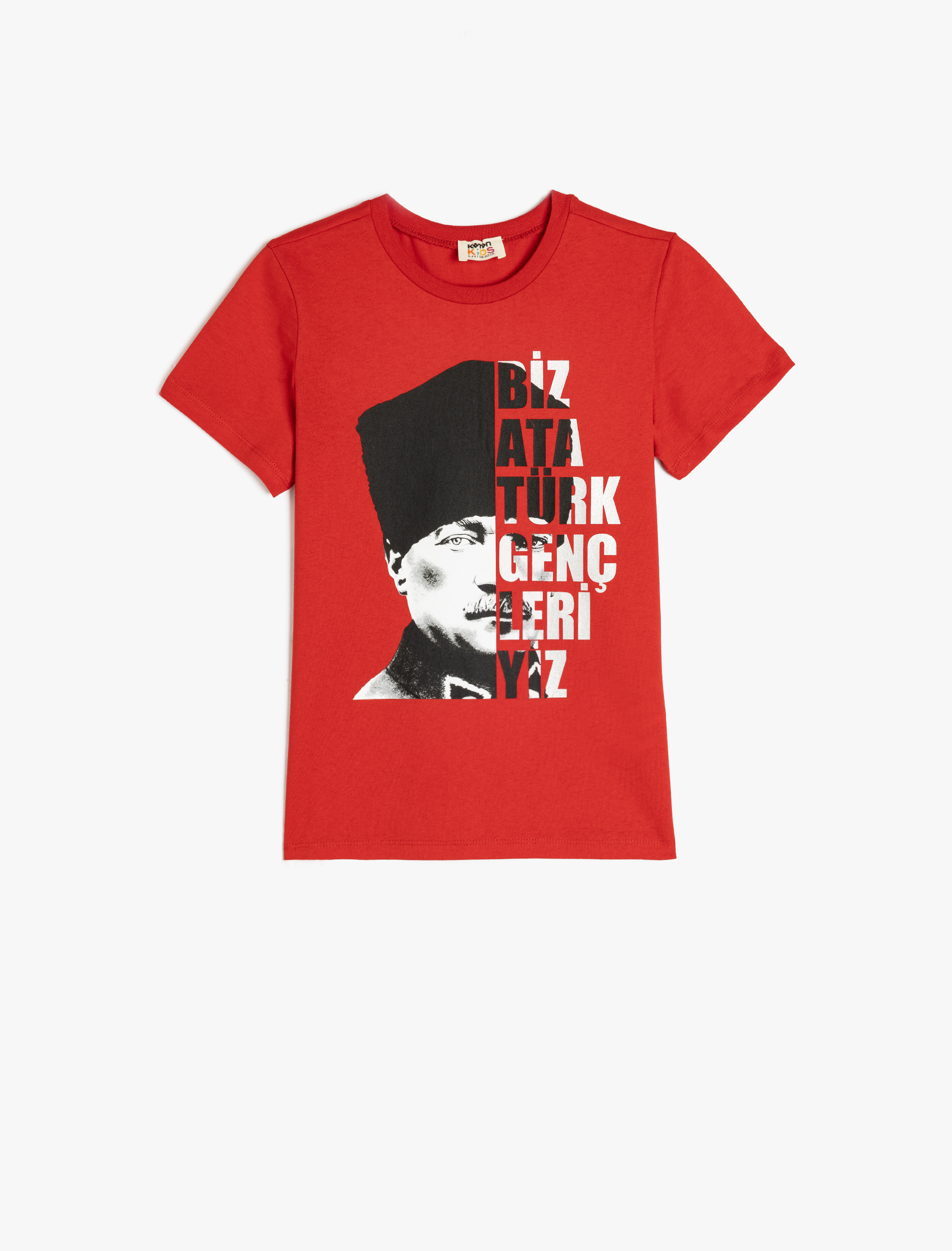 Koton Atatürk Baskılı Kısa Kollu  Bisiklet Yaka Pamuklu Tişört -1